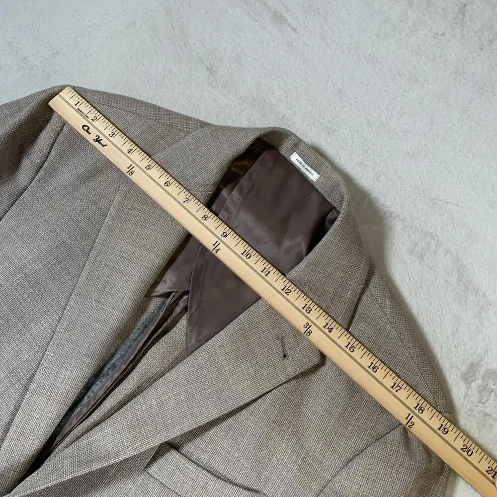 Joseph Abboud Men’s 44R Blazer Tan Wool Silk Linen Blend Sport‎ Coat Two Button